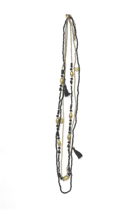 Black Beaded Long Necklace Inaraa