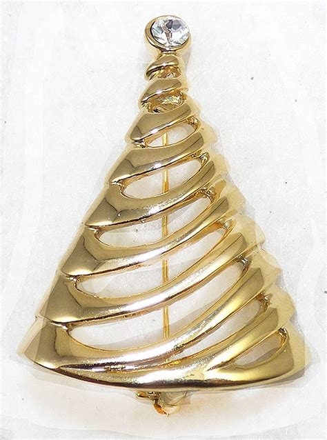 Danecraft Gold Tone Christmas Tree Brooch Garden Party Collection