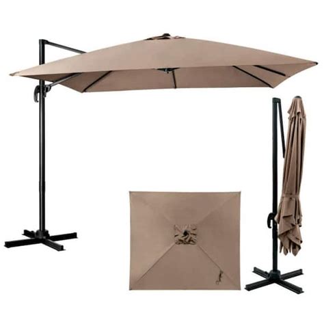 Clihome 10 Ft X 10 Ft Cantilever Offset Square Patio Umbrella In Tan