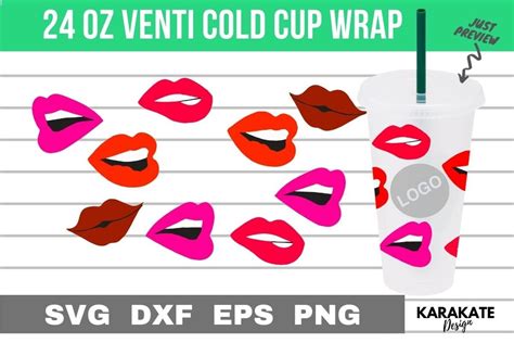 Sexy Lips 24 Oz Venti Cup Hole Wrap Graphic By KARAKATE Creative Fabrica