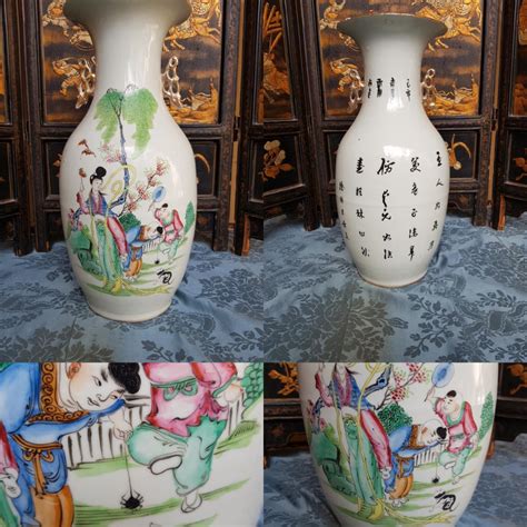 Proantic Vase Chinois Chine Fin XIXe Porcelaine Hauteur 44 Cm