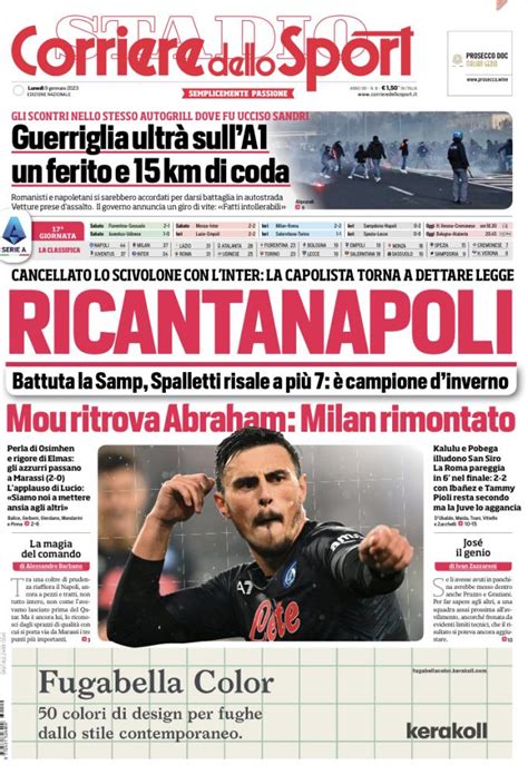 Il Corsport In Prima Pagina Mou Ritrova Abraham Milan Rimontato