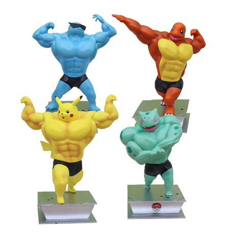 Fitness Muscle Pikachu Charmander Squirtle Pokemons Anime Action Figure