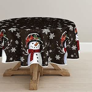 Amazon Horaldaily Christmas Tablecloth 6060 Inch Round Snowman