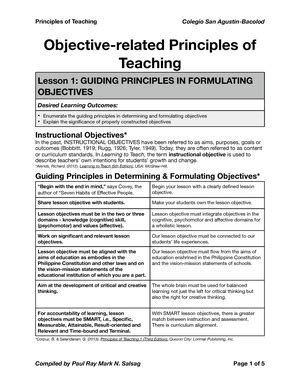 POT 02 Principles Of Teaching Learning Principles Of Teaching And