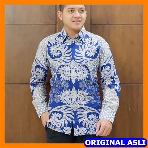 Jual ATASAN KEMEJA BATIK PRIA SOLO LENGAN PANJANG LAPIS FURING KEMBANG