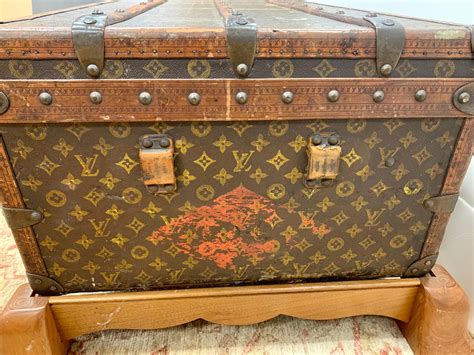 Antique Louis Vuitton Monogram Steamer Trunk Coffee Table For Sale At