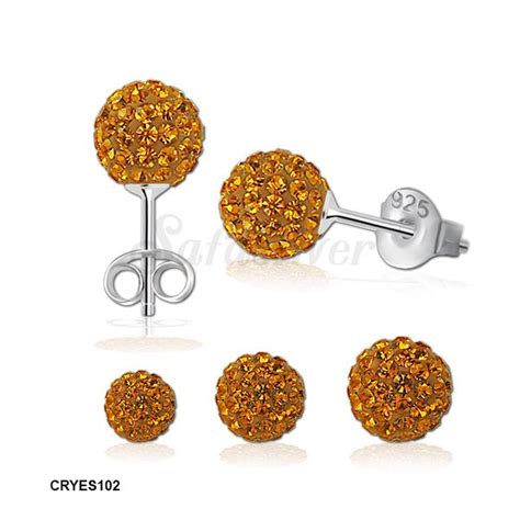 Wholesale Silver Topaz Crystal Ball Stud Earrings Safasilver Silver