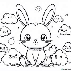 Coloriage d un lapin kawaii pour enfants à Télécharger ou à Imprimer