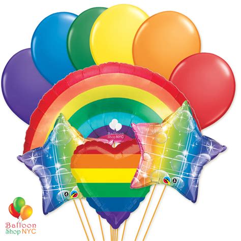 Ultimate Rainbow Heart Stars Party Balloon Bouquet delivery New York