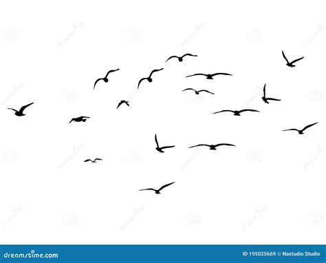 Silhouette Of A Flock Of Flying Birds Stock Photography | CartoonDealer ...