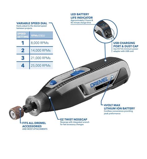 Dremel Lite Volt Variable Speed Lithium Ion Cordless Rotary Tool