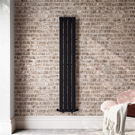 Faro Matt Black Double Flat Panel Vertical Radiator X Mm