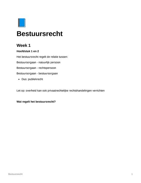 Aantekeningen Hoorcolleges Bestuursrecht Nhl Stenden Jaar Hbo Rechten