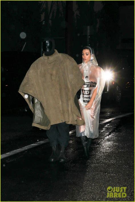 Photo Kanye West Wife Bianca Censori Ponchos In Rain Photo