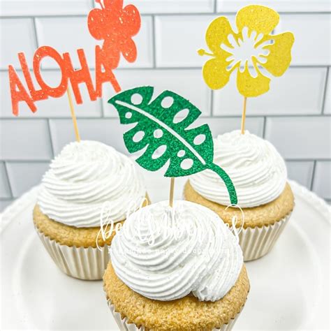 Luau Cupcake Toppers Etsy