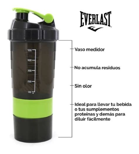 Shaker Vaso Mezclador De Proteinas Con Pastillero Everlast E Sotano