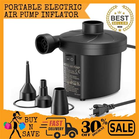 Powerful Electric Air Pump Portable Quick Fill Air Pump With 3 Nozzles Perfect Inflator Deflator