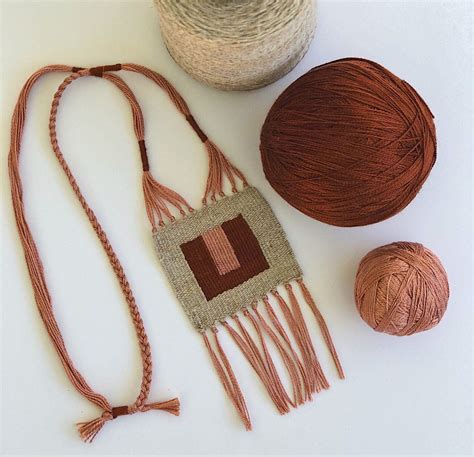 Monet Laclair Modern Woven Necklace Mini Tapestry Fiber Jewelry