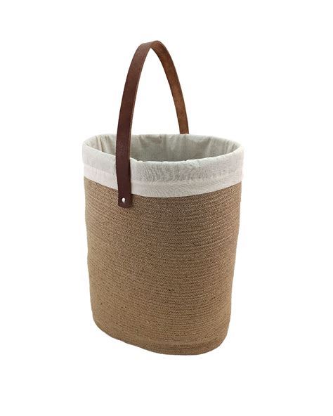 Handmade Basket Lbk 001 Jute Basket With Leather Handle For Toy Basket