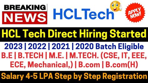 Hcl Tech Mega Off Campus Drive Hiring Started 2023 2022 2020 Batch Be Btech Me Mtech 4 5 Lpa