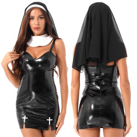 Womens Slutty Sister Nun Costume Cosplay Fancy Dress Adult Halloween