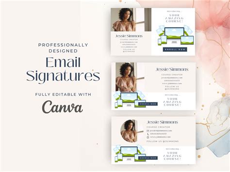 Email Signature Canva Instant Digital Download Canva Signature Template Modern Email