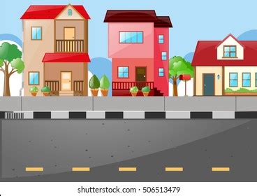 City Street Building Houses Architecture Empty Stock Vector Royalty