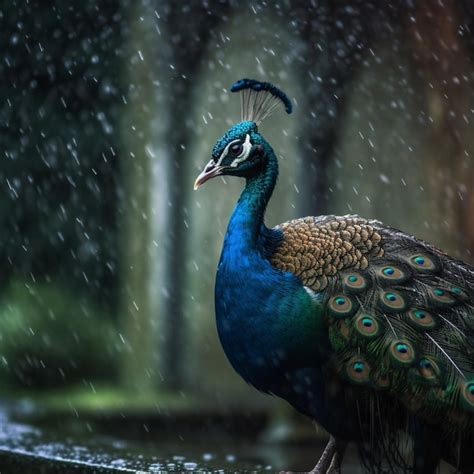 Premium Ai Image A Peacock With A Large Feather On Its Head Stands In