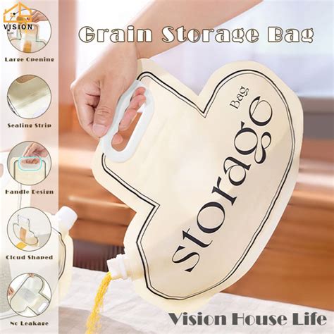 Vision Pcs Grains Storage Bag Rice Moisture Proof Sealed Packaging Bag