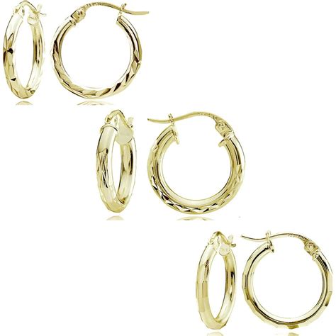 Online 14kt Gold Over Sterling Silver 15mm Mixed Round Hoop Earring