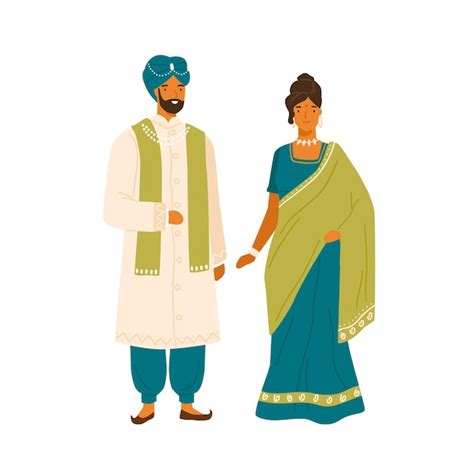 Premium Vector Couple In National India Costume Vector Flat