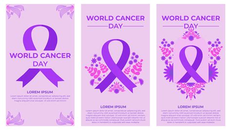 World Cancer Day Purple Ribbon Illustration Social Media Stories Design