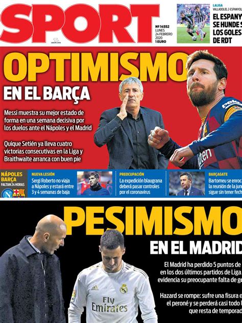 La Portada Del Diario Sport 24 02 2020