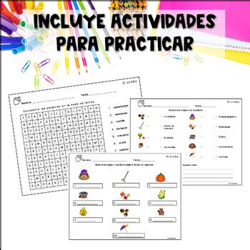 Vocabulario De Oto O Y Actividades En Espa Ol Fall Vocabulary In Spanish