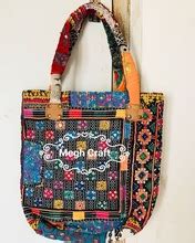 Floral Kutch Embroidery Tote Shoulder Bag Color Multi Red Rose