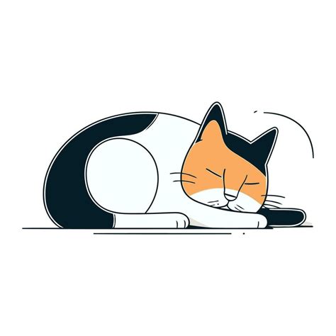 Cute Cat Sleeping On The Floor Vector Illustration In Flat Style