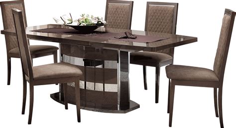 Platinum Slim Dining Room Set In Brown Lacquer Made In Italy