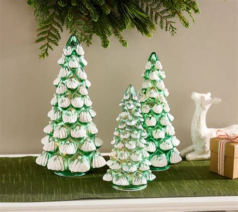 Set Of 3 Illuminated Snow Tipped W Pearl Trees By Valerie QVC