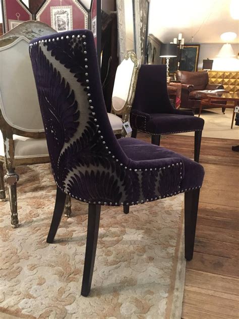 Super Chic Pair Of Purple Mohair And Cut Velvet Dining Or Livingroom