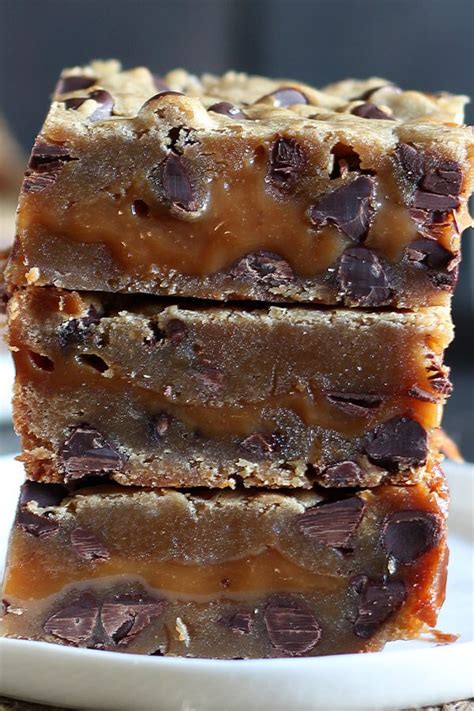 Salted Caramel Cookie Bars Feature Two Layers Of Chocolate Chip Cookie