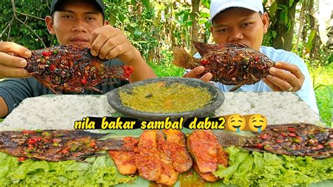 MUKBANG IKAN NILA BAKAR SAMBAL DABU DABU TERONG MERCON LALAPAN SELADA