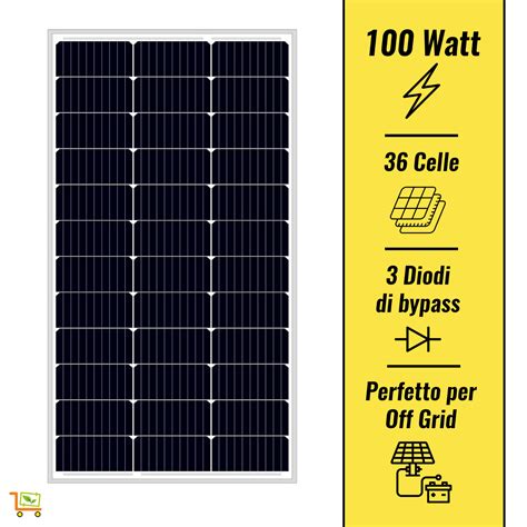 Pannello Solare Fotovoltaico 100W 12V Monocristallino Alta Efficienza