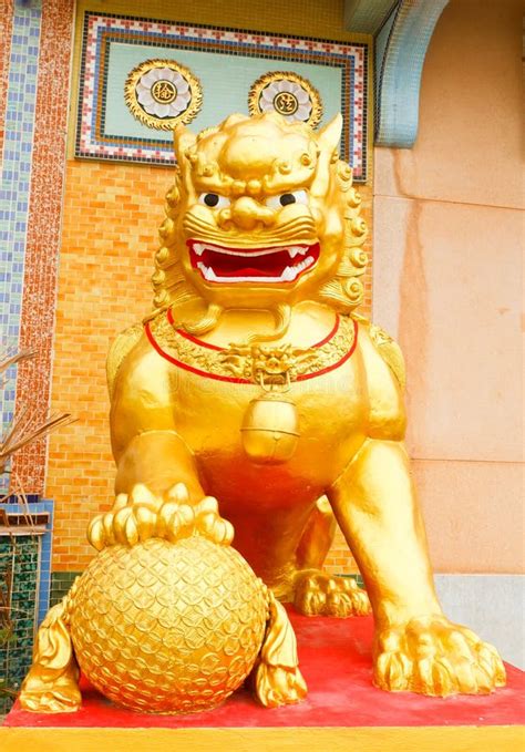 The Golden Lion Statues Public Place Stock Photo Image Of Gold