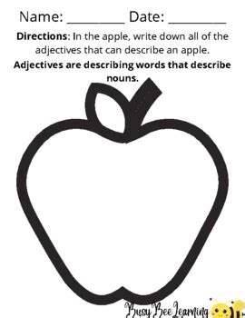 Apple Adjectives Worksheet Adjectives Apples Worksheet By