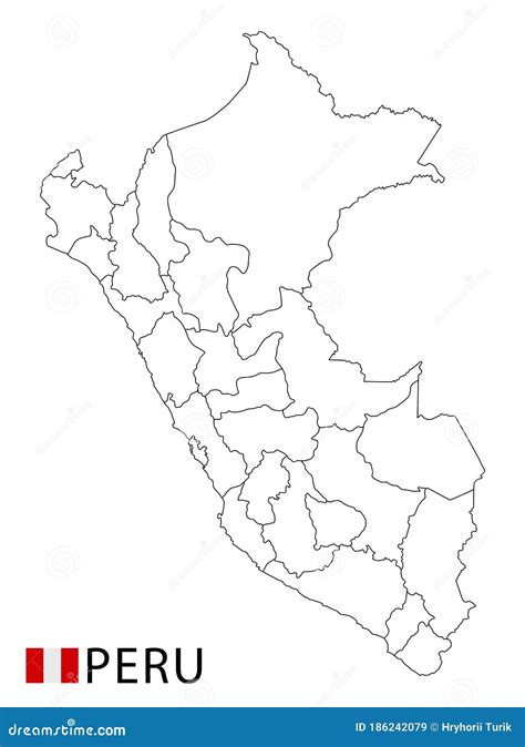 Peru Map Black And White Detailed Outline Regions Of The Country