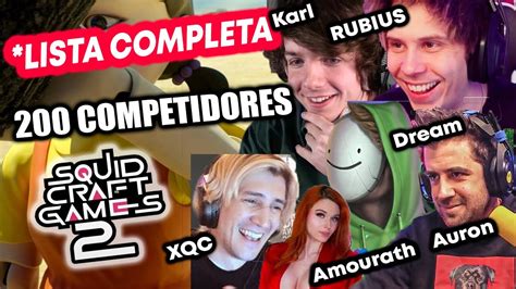 Lista De Los 200 PARTICIPANTES De SQUID CRAFT 2 COMPLETA YouTube