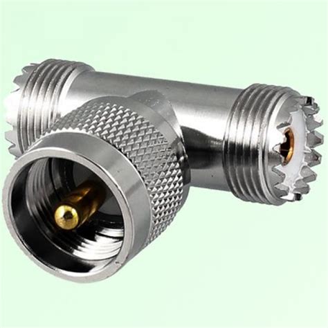 T Type UHF PL259 Male Plug To Two UHF SO239 Female Jack Adapter