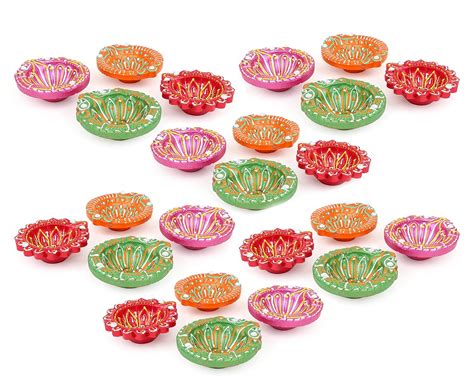 Ksi Eco Friendly Multicolor Diyas For Diwali Puja Festivals Home