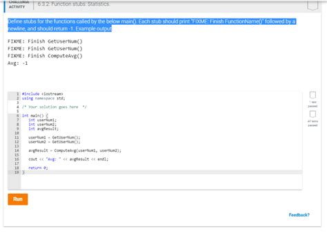 Solved Challenge Activity Function Stubs Statistics Define